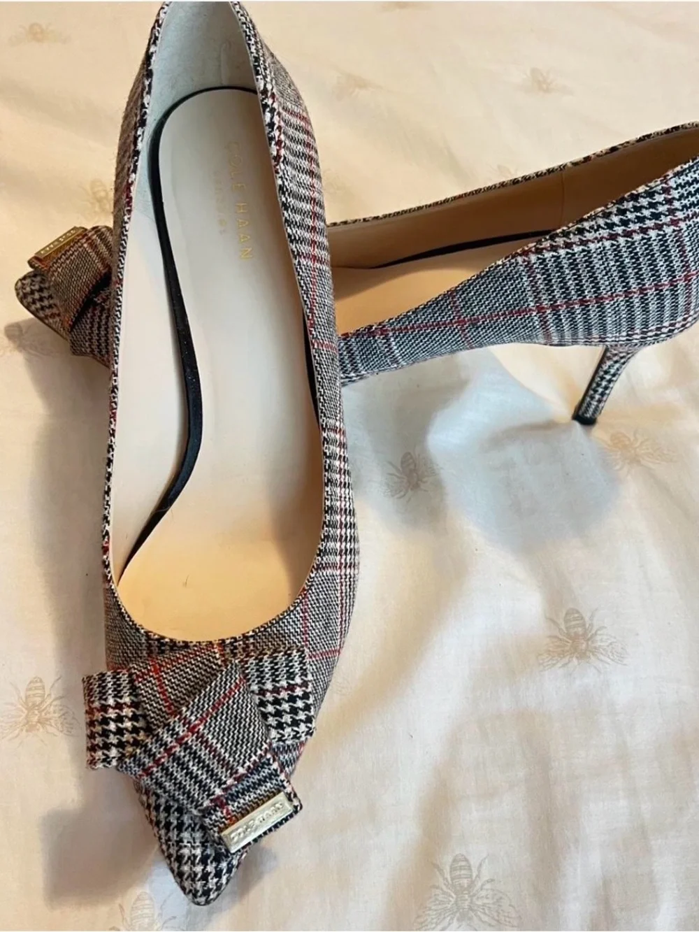 Cole Haan Plaid Bow high heels in Black, Brown, Red. + A LITTLE GIFT 🎁